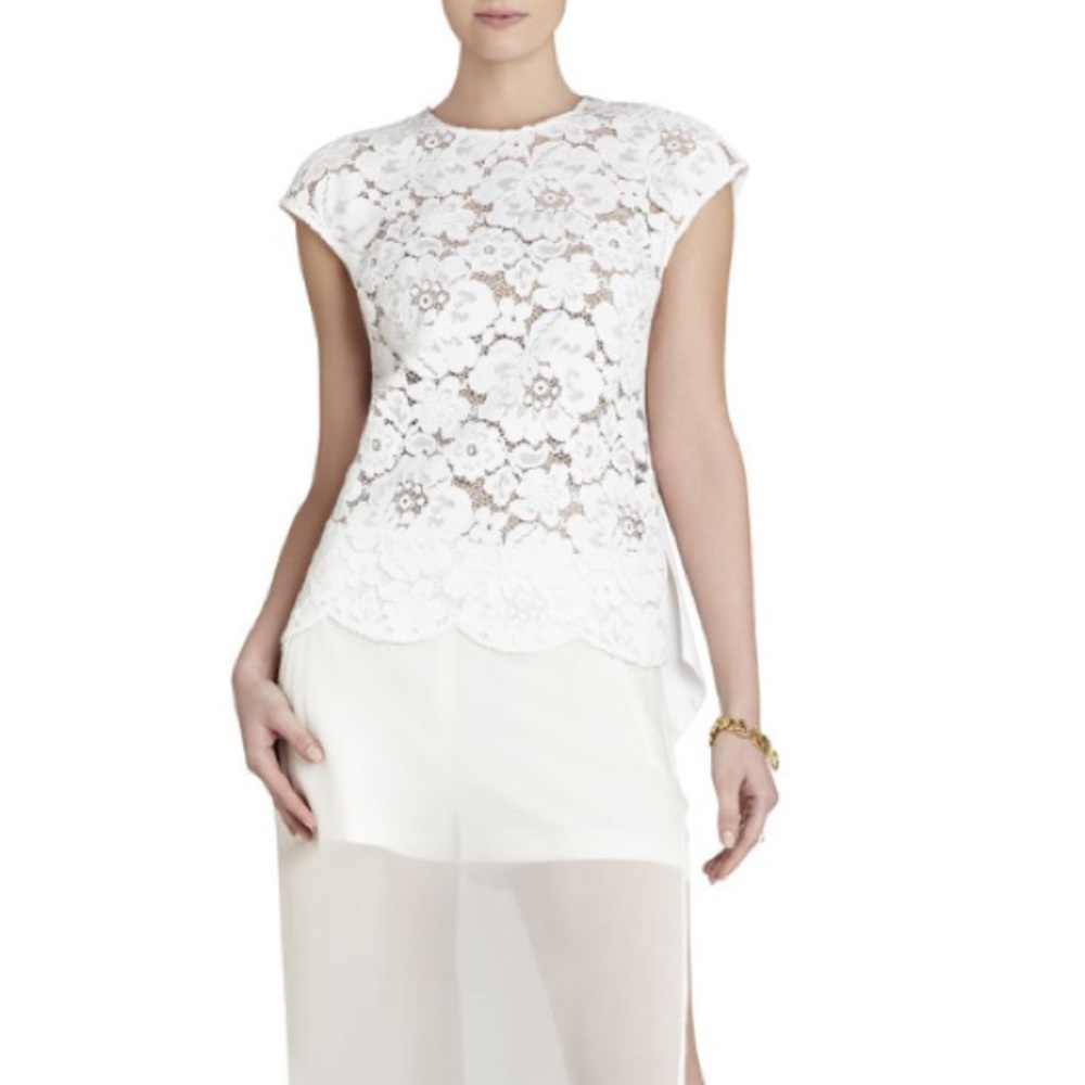 BCBG Floral Lace Peplum Top